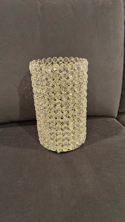 Crystal Bead Gold Metal Candle Holder