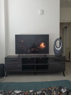71" Gray/ Black Wood Entertainment Stand  (HEAVY)
