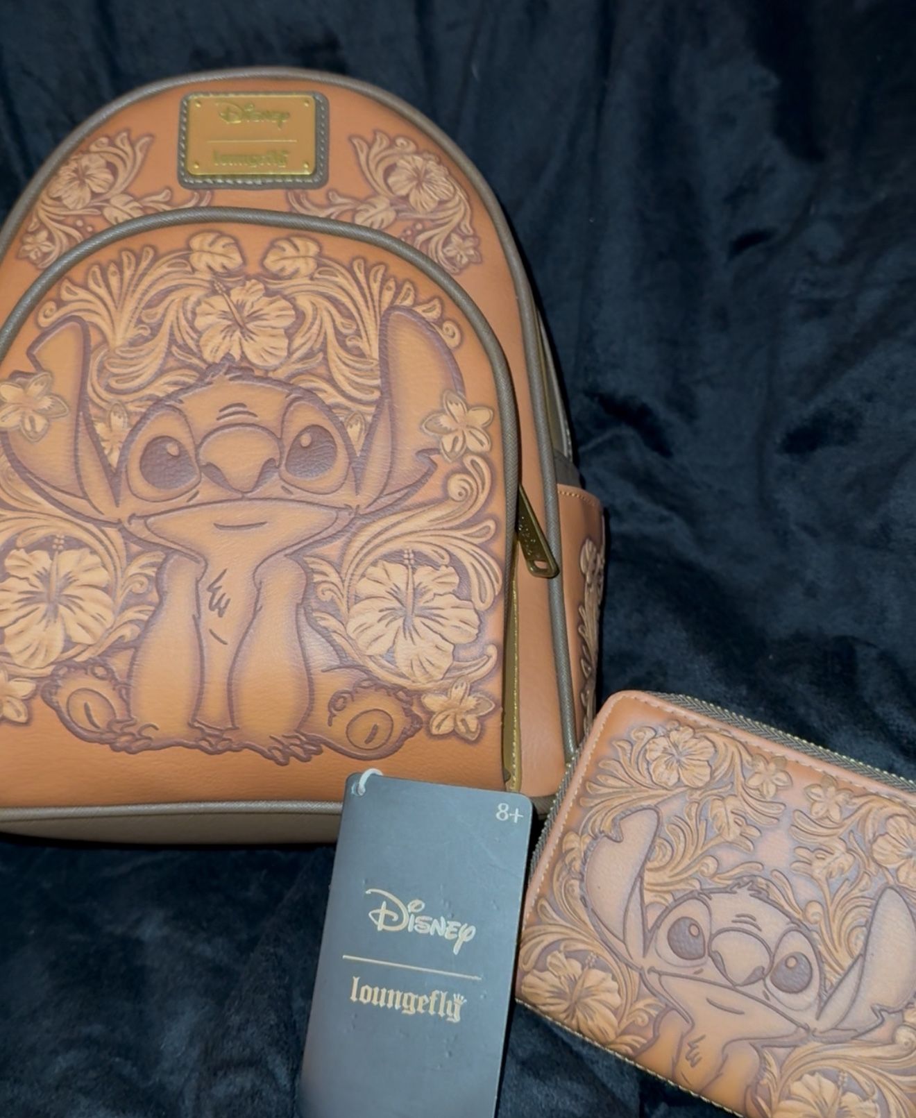 Leather Lilo and stitch, backpack and wallet