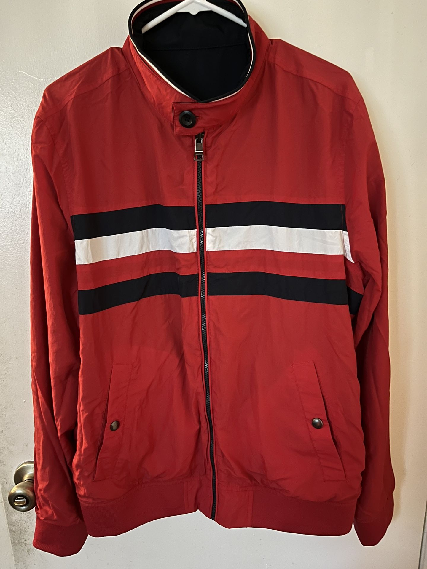 reversible tommy hilfiger windbreaker zip up jacket