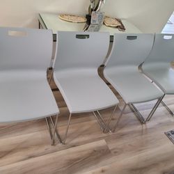 4 Dining Chairs, Grey Acrylic Chairs Brand: "SitOnIt.Seating", Stainless Steel Leg, Elegant Style, large Size,  Excellent Condition High Quality Like 