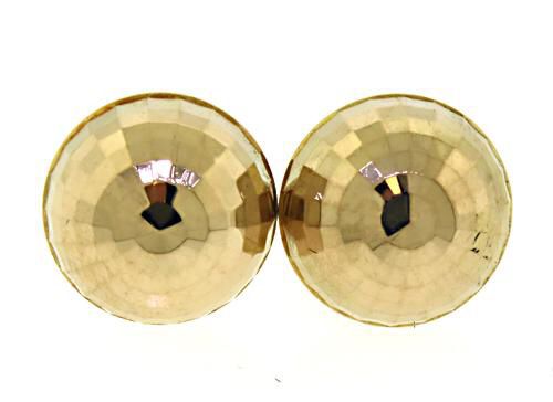 14kt Yellow Gold Half Dome Diamond Cut Earrings