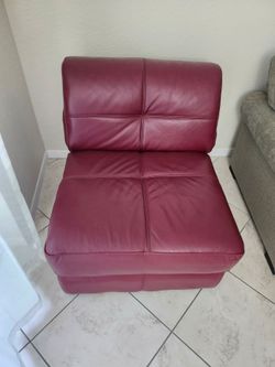 Leather burgundy oversized chair ideal for living room or bedroom
