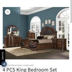 New King Bedroom Set 4 Pieces 