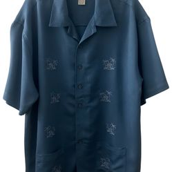 CUBAVERA Blue Rayon Blend Camp Short Sleeve Button Shirt Men’s Size XL