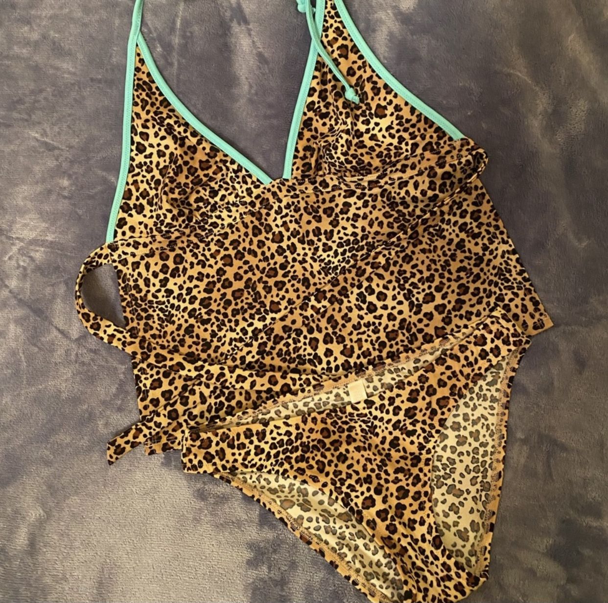 Victoria Secret Leopard w blue neon bikini set