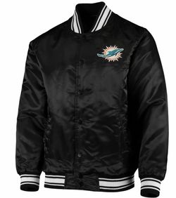 Starter Miami dolphins Locker Room Satin Full Snap Varsity Jacket Mens XL