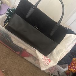 Coach Borough  Black Leather and Suede Satchel