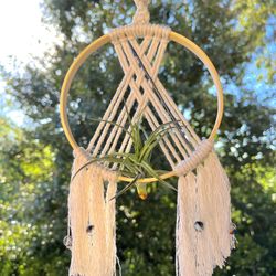 Wooden Hoop Beaded Macrame Air Plant Hanger
