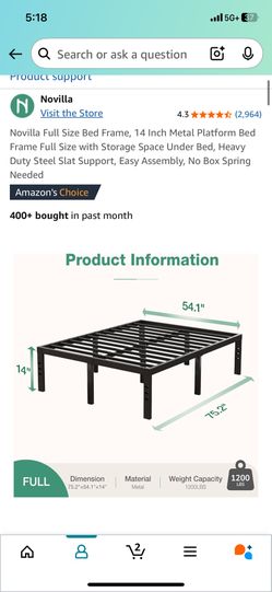 Full Size bedframe 14 inch metal platform bed