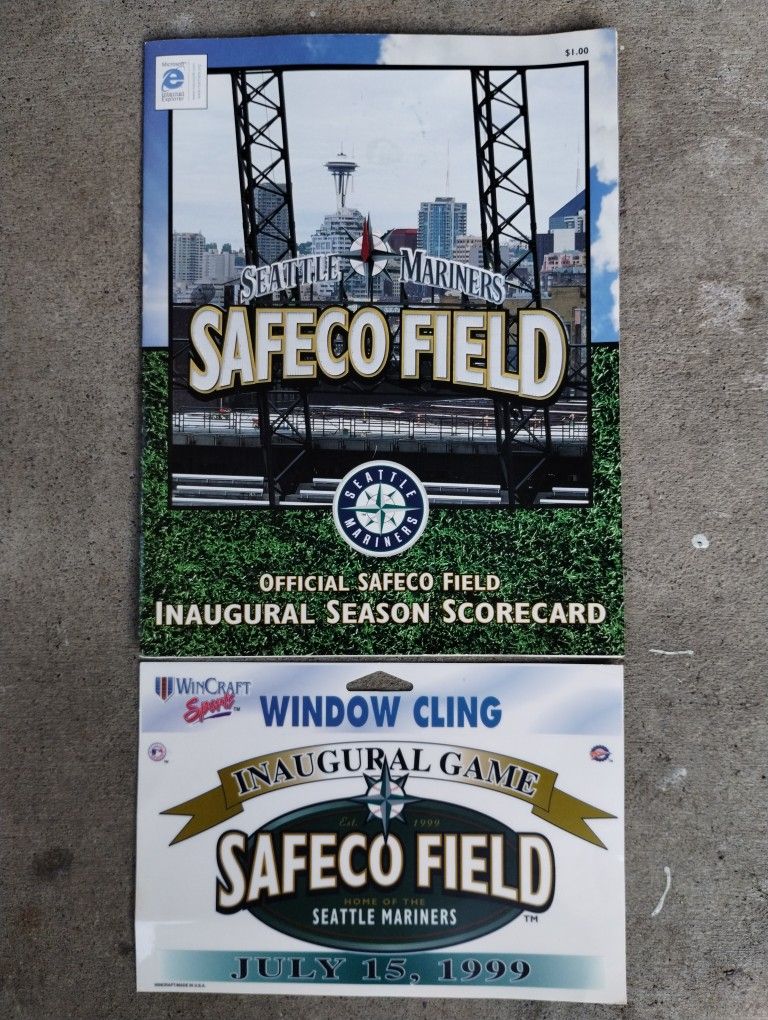 Mariners Inaugural Day Game window cling/souvenir program & score card season, 1999, Safeco Field, MLB