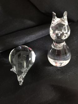 2 Swedish? Vintage paper weights cat and mouse