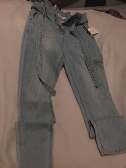 High rise tie jeans