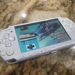 Playstation Psp 3000 Pearl White Mod--ded Video Game Console 