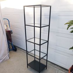 Metal Shelf Stand With Glass Shelves 