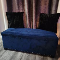 Blue  Storage Bench/ Ottoman
