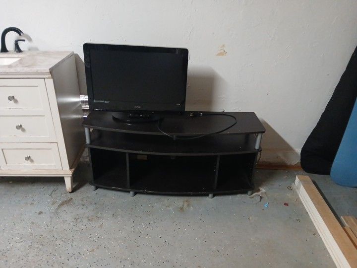 Tv Stand With Small Tv & Remote