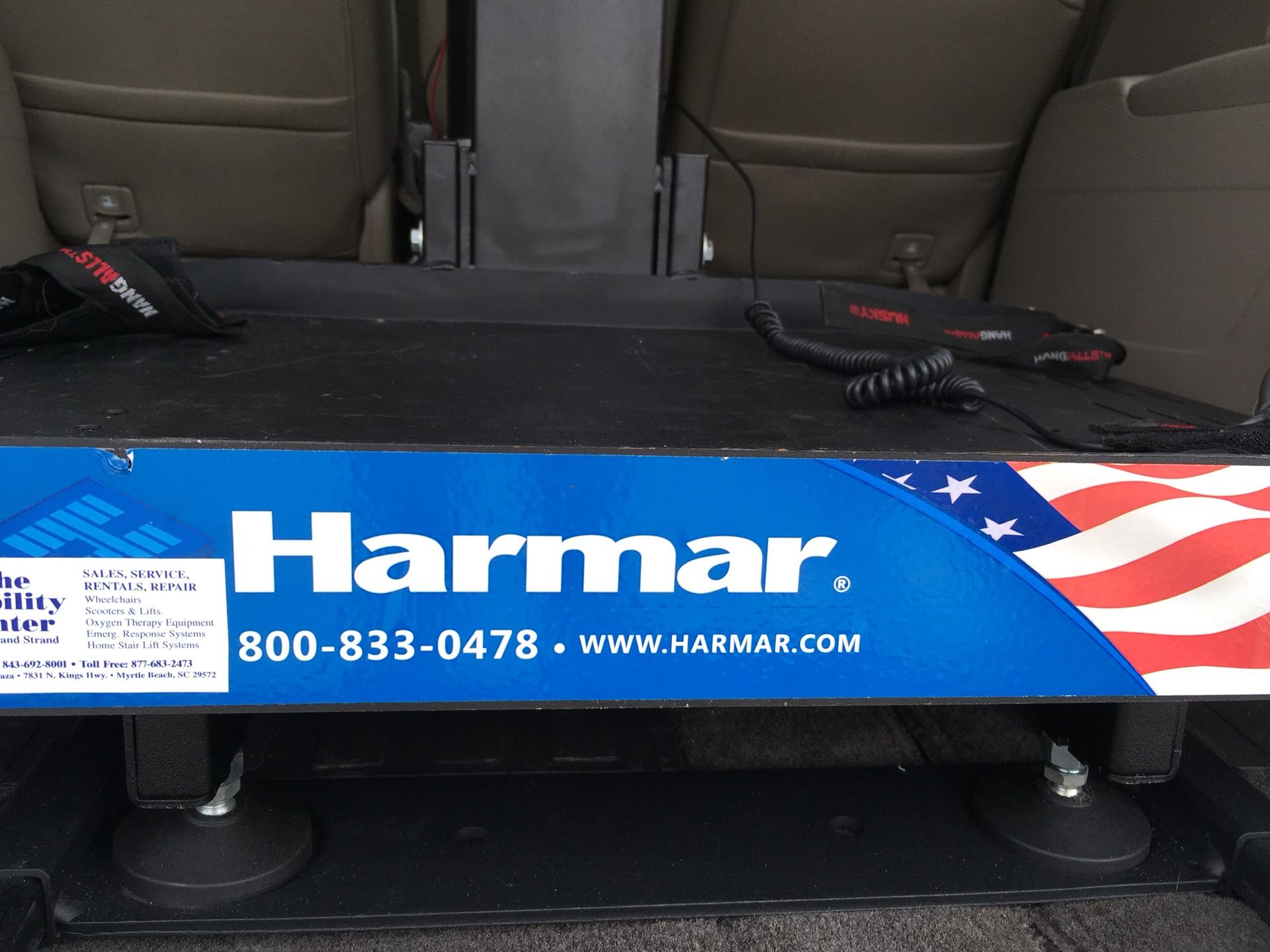 Harmar scooter/ wheel chair lift. Inside Vehicle