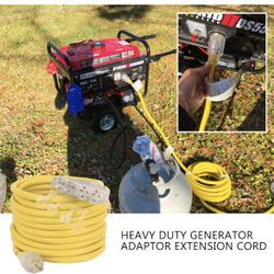25 Feet Heavy Duty Generator Adaptor Extension Cord,Locking Cord,NEMA L14-30P/Four 5-20R, Generator Power Cord