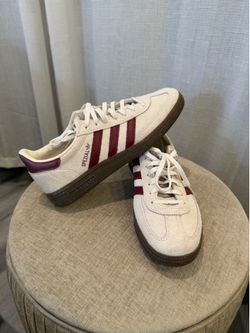 adidas Spezial Off-White & Burgundy Suede Low-Top Sneakers