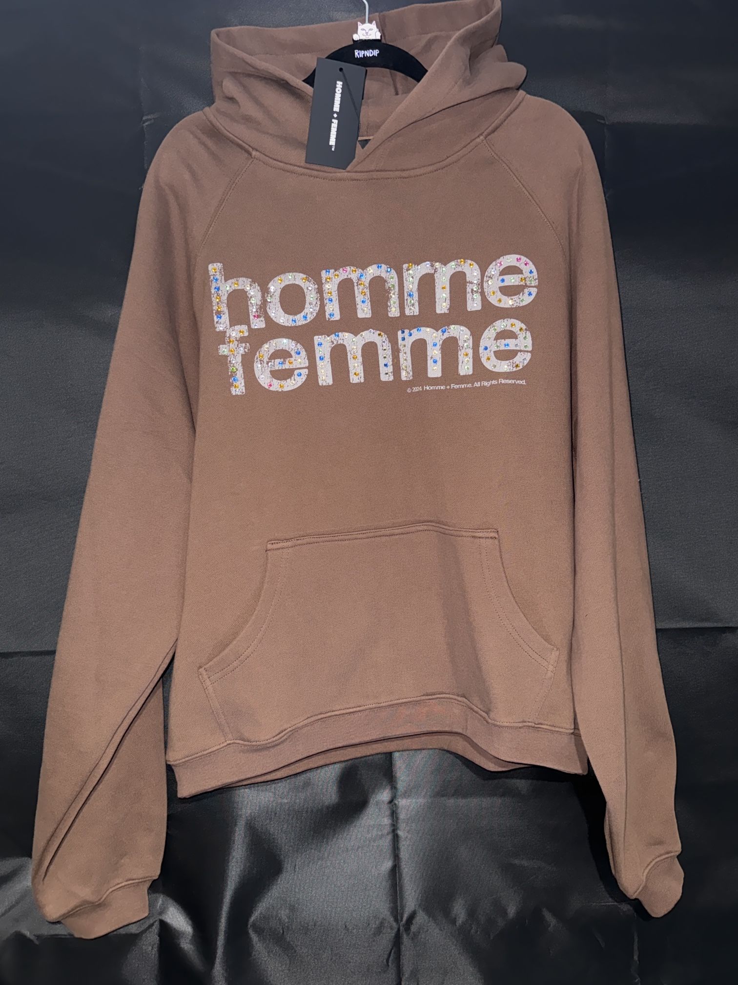Homme + Femme Mardi Gras Hoodie β Brown β Size S (Oversized)