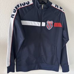 K-Swiss brand, Track Jacket Long Sleeve Full-Zip Athletic Fit Navy Mens M