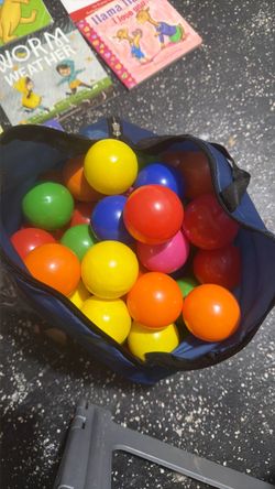 Colorful Plastic Play Balls with Bag used