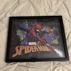 framed Marvel Spider-Man 3D wall art.