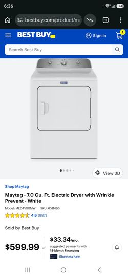 Maytag 7.0 Cu. Ft. Electric Dryer White