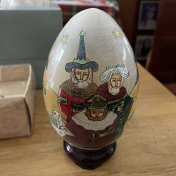 1991 SMC TREASURED VISIONS HAND BLOWN & PAINTED GLASS EGG OLD TESTAMENT 