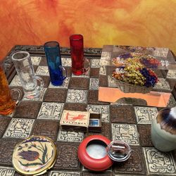 Lot For $10 Lucite Ashtray Vase Shot Glasses Mirror 
