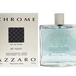 Azzaro Chrome EDT Spray 3.4oz 100ml New Tester NO Box or Lid Fresh Aquatic Woody