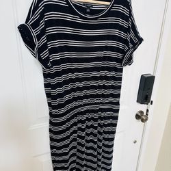 Banana Republic Black White Stripe Basic Dress Sz XL