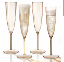 18Pack Mocha Plastic Champagne Flutes