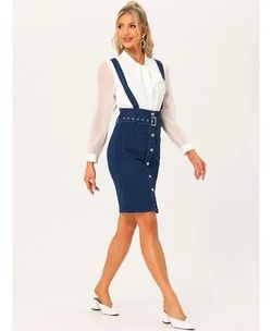 Denim suspender skirt high waist new size SMALL (just skirt - NO TOP)