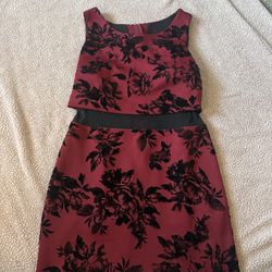 Burgundy and black floral dress