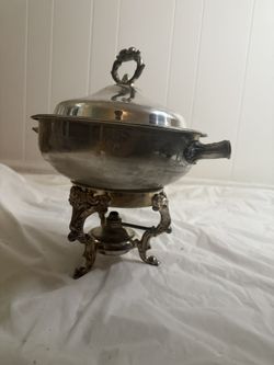 Vintage Silver-Plated Chafing Dish with Stand
