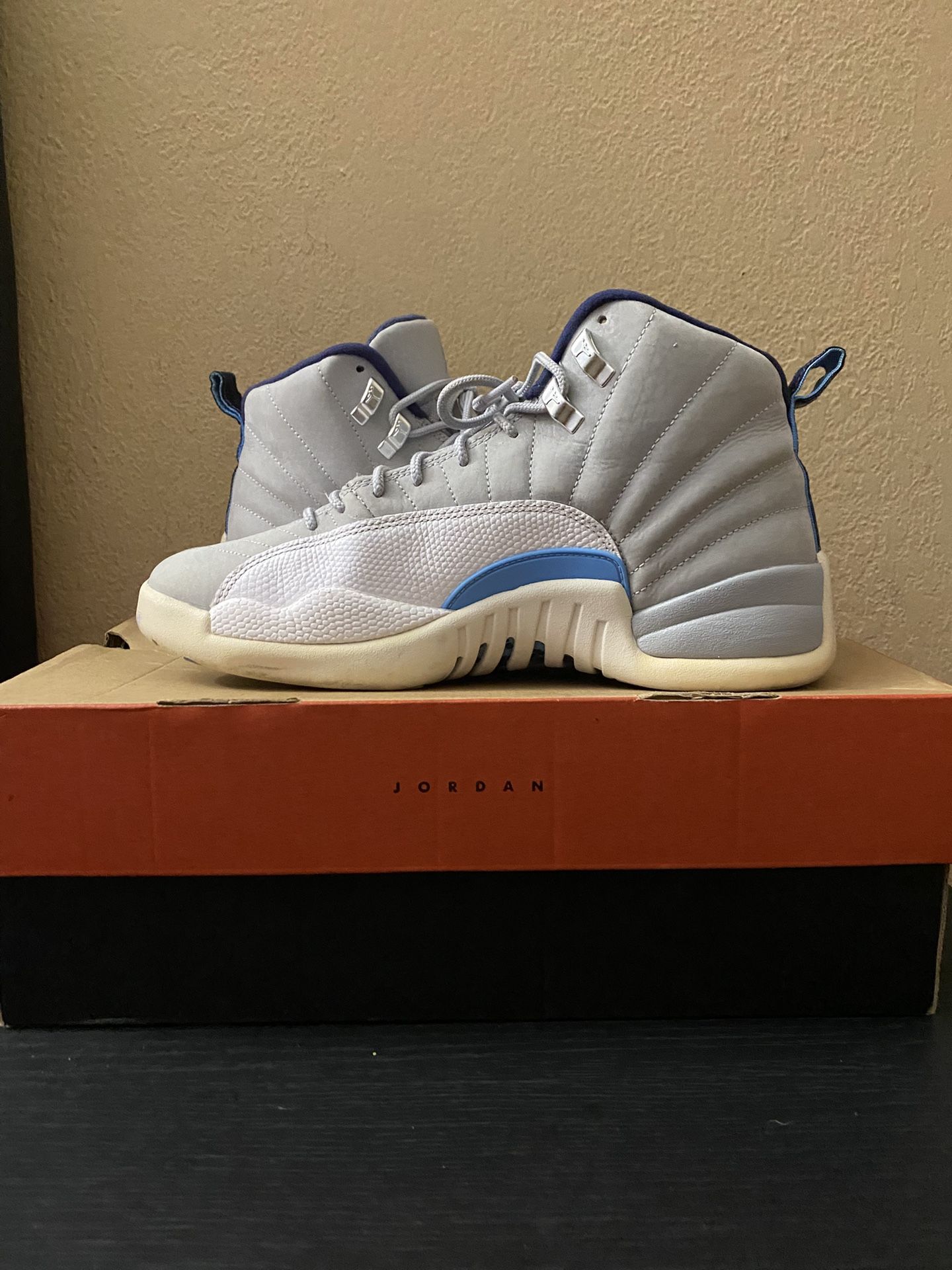 Jordan 12 grey university blue