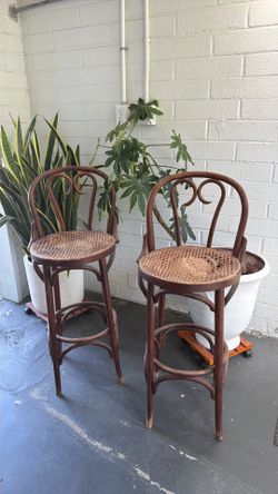 Bamboo rattan bar stools