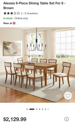 Alessia 9 piece dining table set for 8 Brown Color