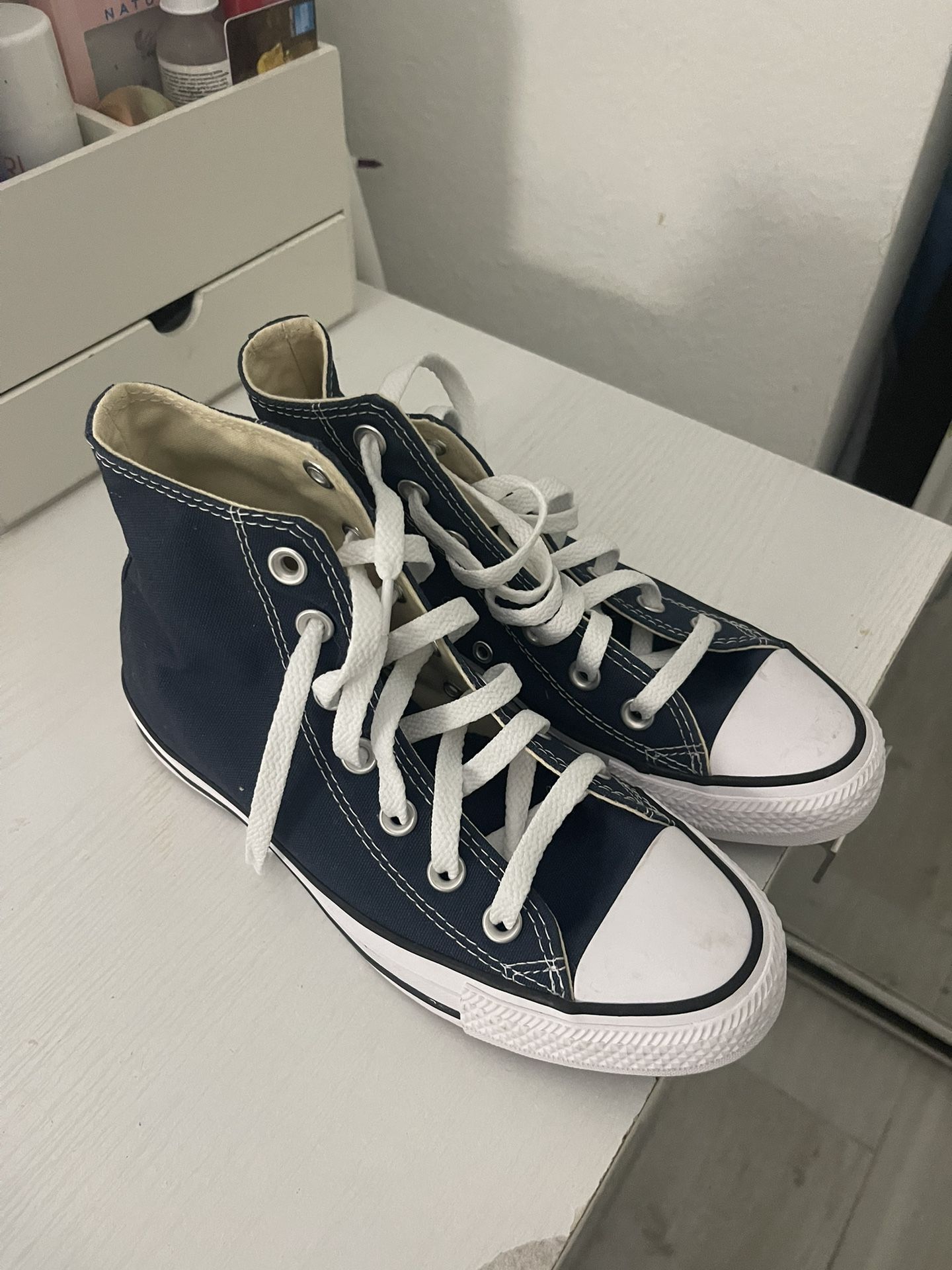 Navy Women’s 6 Converse high top 