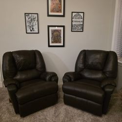 Pair of brown rocker recliners