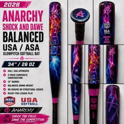 2026 Anarchy Shock & Dawe 26 oz Balanced USA/ASA Softball Bat
