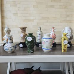 Vintage Japan 1980 Franklin Porcelain Miniature Vases: Set Of 9
