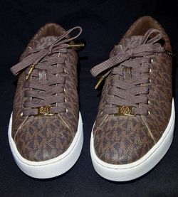 Michael Kors SG-181 Signature Monogram Sneaker (Brown/Gold) - Size 7w