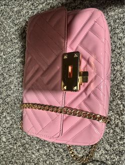 MK Pink Patent Quilted Shoulder Bag
