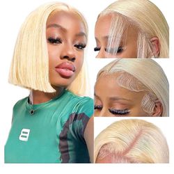  Bob Wig Human Hair 13x4 HD Lace Front Wigs for Black Women Glueless Wig Human Hair Honey Blonde Short Bob Human Hair Wigs 180% Density 