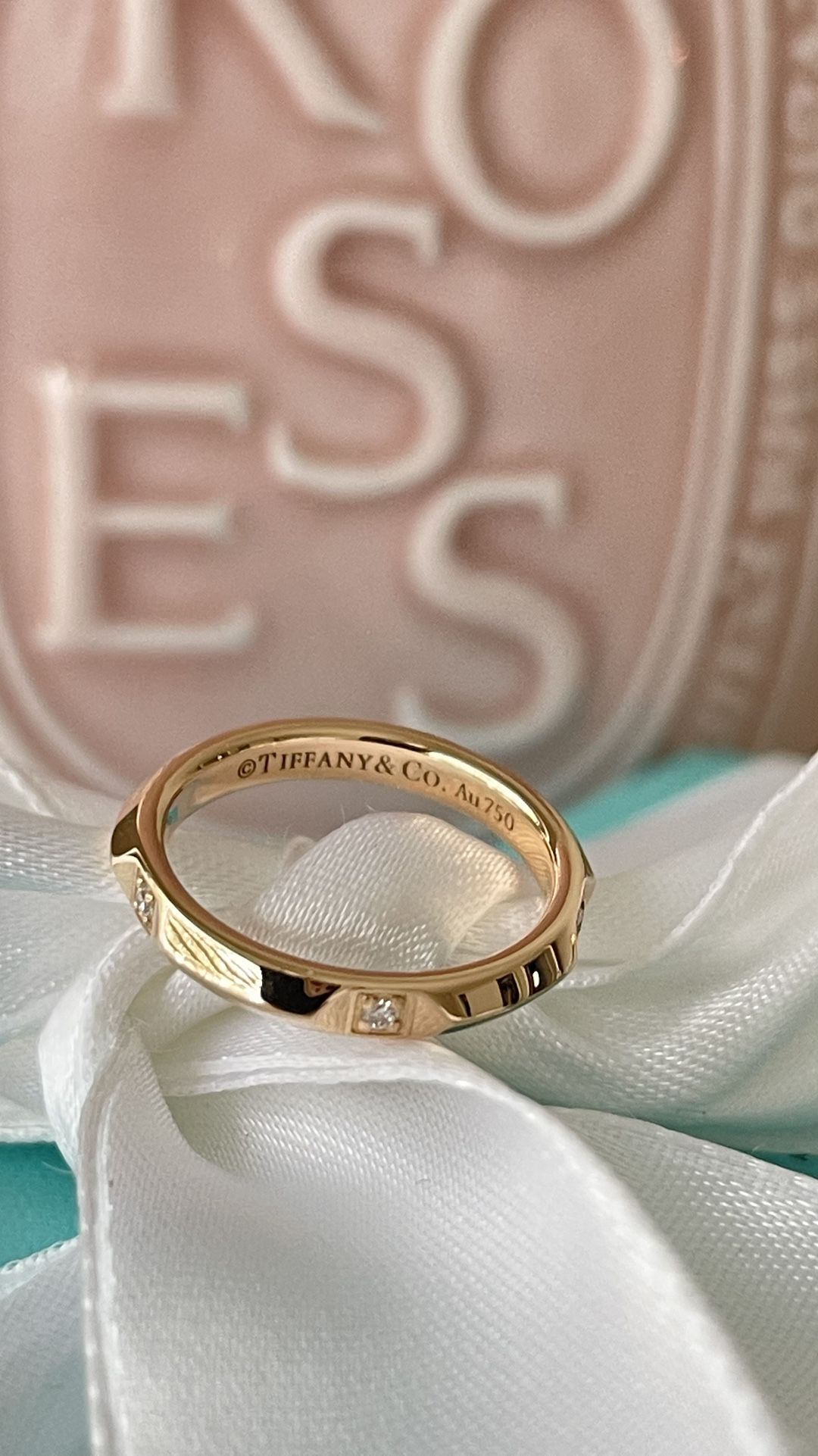 Authentic Tiffany True Band Ring in Rose Gold with Diamonds size 5 NEW $1500