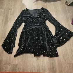 Small Women's Moon And Star Witchy Sleeve Dress