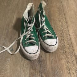 womans green platform converse